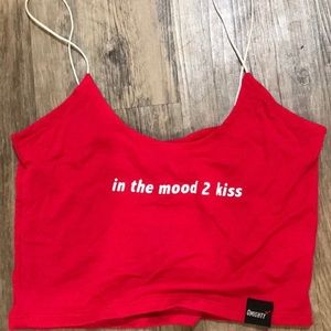 O-mighty in the mood to kiss crop top size medium